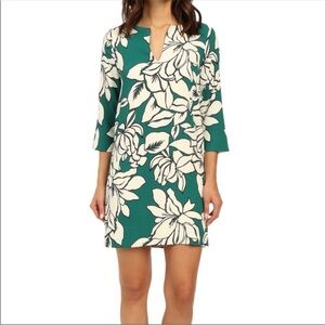 Karen Kane 1L19226 Green‎ White Magnolia Print Crepe Shift Dress Small
